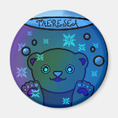 愛らしいホッキョクグマのスノーグローブ マグネット (正面)