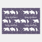 愛らしいホッキョクグマの家族のクリスマス ラッピングペーパーシート (正面2)