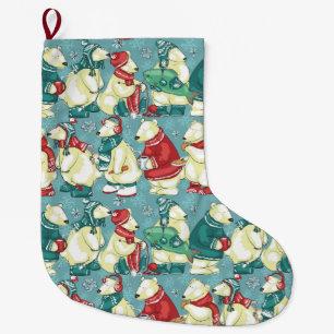 愛らしいホッキョクグマ ラージクリスマスストッキング