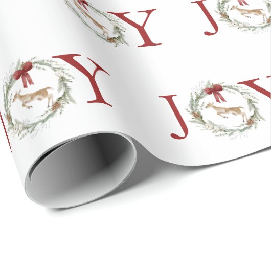 愛らしいホリデークリスマスレッドジョイリースギフト ラッピングペーパー (ロールコーナー)