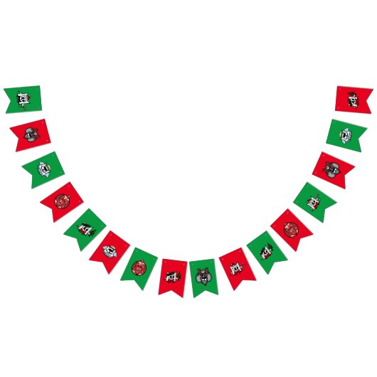 愛らしいホリデークリッター付きクリスマスバナー バンティングフラッグ (全)