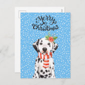 愛らしいホリデーダルマティアンパピーホリデーズハガキ シーズンポストカード (正面/裏面)