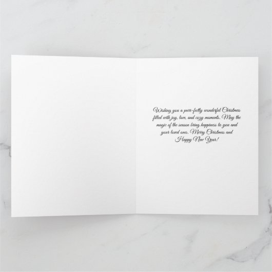 愛らしいホワイトキットンクリスマスカード – 完璧 カード (内部)
