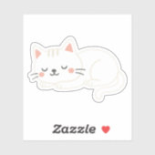 愛らしいホワイトキャットのソフトアート スヤスヤお昼寝中 シール (シート)