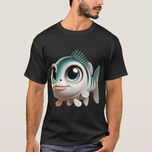愛らしいホワイトバスの魚 Tシャツ (正面)