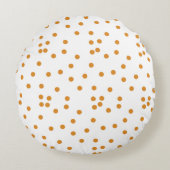 愛らしいホワイトブラウン水玉模様パターン子供部屋 ラウンドクッション (正面)