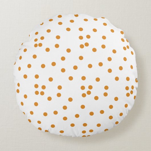 愛らしいホワイトブラウン水玉模様パターン子供部屋 ラウンドクッション (正面)