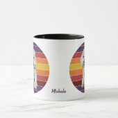 愛らしいホワイトプードルドッグレトロサンセット マグカップ (中央)