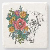 愛らしいボクサーのドッグコースター ストーンコースター (正面)