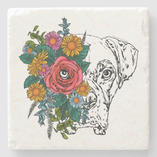 愛らしいボクサーのドッグコースター ストーンコースター (正面)