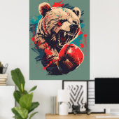 愛らしいボクシングベア1 Tシャツデザイン- Vector Art ポスター (ホームオフィス)