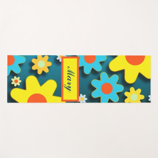 愛らしいボヘミアンヒッピー黄色の花 ヨガマット (正面(横))