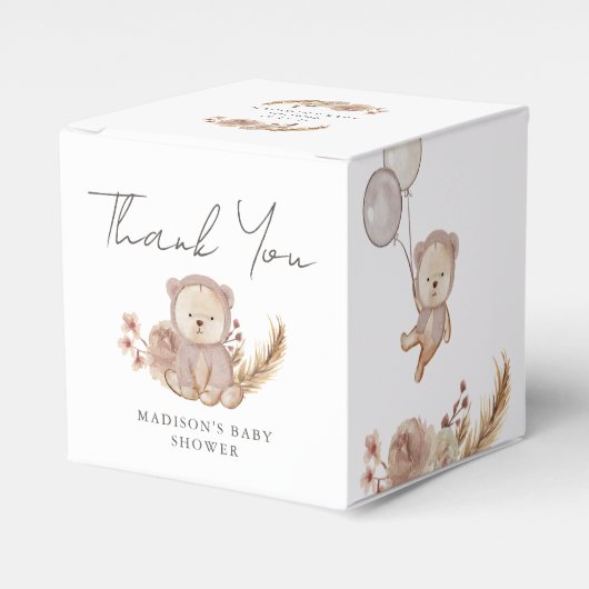 愛らしいボホボタニカル甘いクマ赤ちゃんシャワー フェイバーボックス (正面サイド)