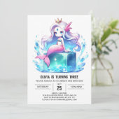 愛らしいボホマーメイド誕生日 招待状 (スタンド正面)