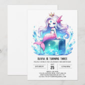 愛らしいボホマーメイド誕生日 招待状 (正面/裏面)