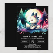 愛らしいボホーウルフ誕生日 招待状 (正面/裏面)