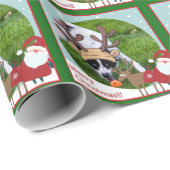愛らしいボーダーコリーのトナカイのクリスマスの包むこと ラッピングペーパー (ロールコーナー)