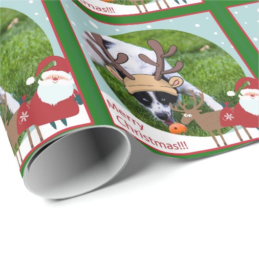 愛らしいボーダーコリーのトナカイのクリスマスの包むこと ラッピングペーパー (ロールコーナー)