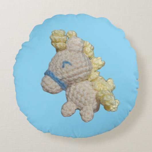 愛らしいポニーあみぐり枕！ ラウンドクッション (正面)