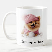 愛らしいポメラニア犬ウィンタープレイタイム コーヒーマグカップ