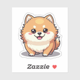 愛らしいポメラニア犬、かわいいかわいい、小 シール