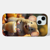 愛らしいマウスとラテ秋iPhone 15ケース Case-Mate iPhoneケース (裏面 (横))
