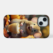 愛らしいマウスとラテ秋iPhone 15ケース iPhone 15ケース (裏面横)