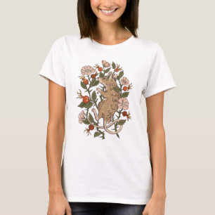 愛らしいマウスとローズヒップ Tシャツ