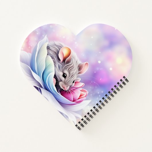 愛らしいマウスのスリープ花びら ノートブック (裏面)