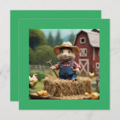 愛らしいマウス農家オンヘイ招待状 招待状 (正面/裏面)