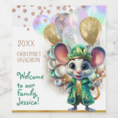 愛らしいマジシャンマウスマルディグラススタイルカスタム ワインラベル (シングルラベル)