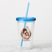 愛らしいママとドーターボンド – フローラフレーム アクリルタンブラー (裏面)