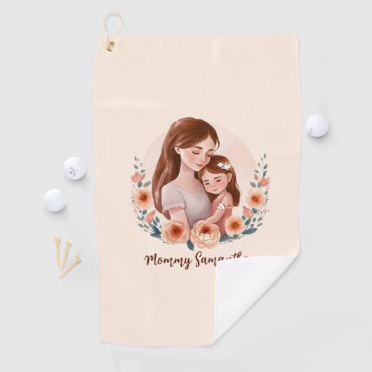 愛らしいママとドーターボンド – フローラフレーム ゴルフタオル (インサイチュ)