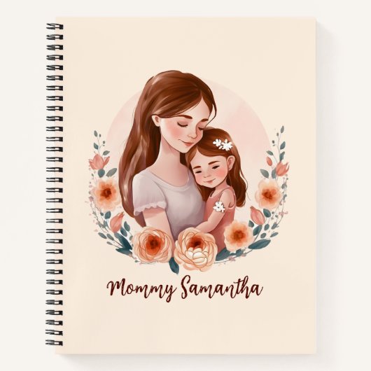 愛らしいママとドーターボンド – フローラフレーム ノートブック (正面)