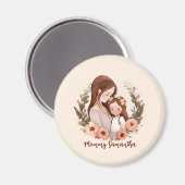 愛らしいママとドーターボンド – フローラフレーム マグネット (正面/裏面)