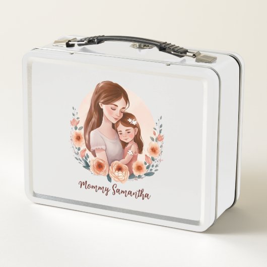 愛らしいママとドーターボンド – フローラフレーム メタルランチボックス (裏面)