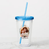 愛らしいママとドーターボンド – フローラフレーム(2) アクリルタンブラー (裏面)