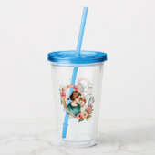 愛らしいママとドーターボンド – フローラフレーム(4) アクリルタンブラー (裏面)