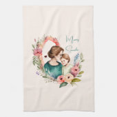 愛らしいママとドーターボンド – フローラフレーム(4) キッチンタオル (縦)