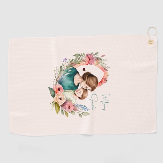愛らしいママとドーターボンド – フローラフレーム(4) ゴルフタオル (横)