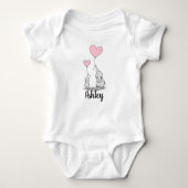 愛らしいママとベビーピンクゾウ ベビーボディスーツ (正面)