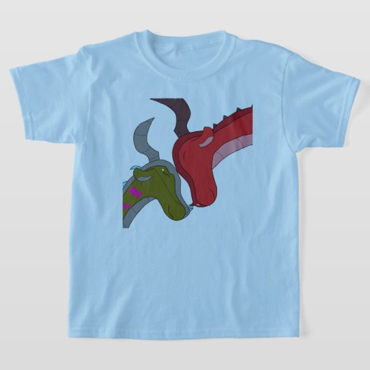 愛らしいママと赤ちゃんドラゴンのTシャツ Tシャツ (レイダウン)