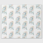 愛らしいママと赤ちゃんブルーの男の子シャワー ラッピングペーパー (フラット)