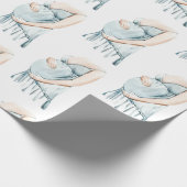 愛らしいママと赤ちゃんブルーの男の子シャワー ラッピングペーパー (角)