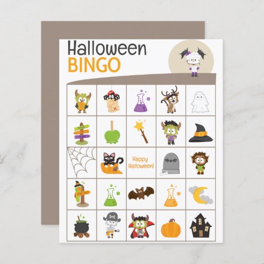 愛らしいママの女の子ハロウィンビンゴボード！ (正面/裏面)