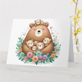 愛らしいママは7匹の子を産む カード (黄色い花)