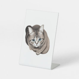 愛らしいママキャットイラストレーション | かわいい猫デザイン 台座サイン