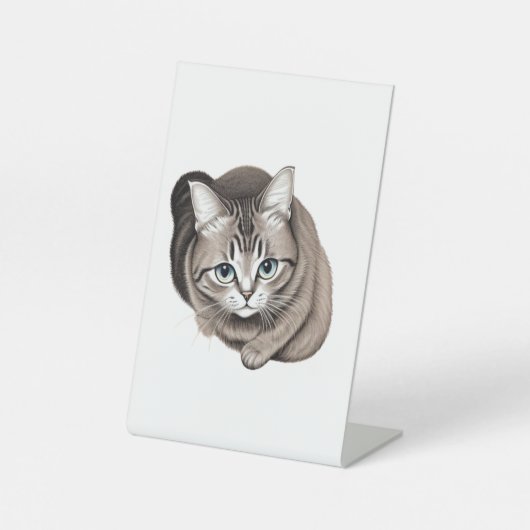愛らしいママキャットイラストレーション | かわいい猫デザイン 台座サイン (正面)