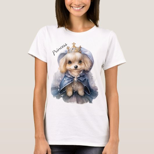 愛らしいマルチーズの子犬の青いregalローブ tシャツ (正面)