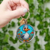 愛らしいマンガのアヒル キーホルダー (手)